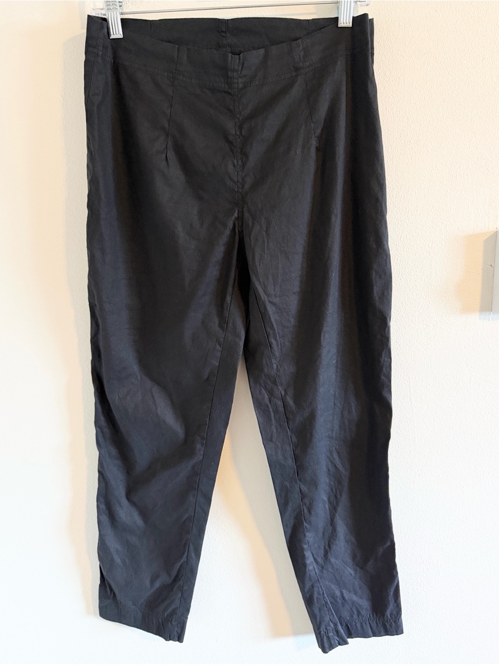 Rundholz Linen Straight Leg Pants Women's Large Black Lagenlook Tapered Trouser